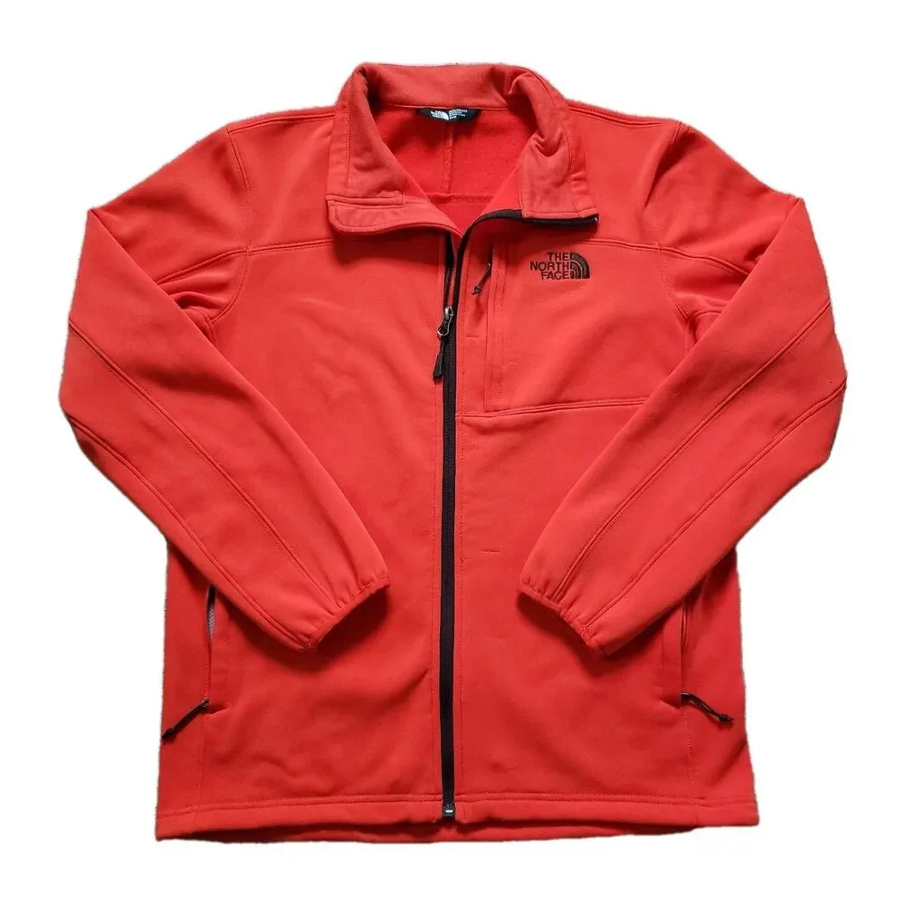 Vintage Y2K The North Face Size Medium Mens Orange Full Zip Long Sleeve Fleece